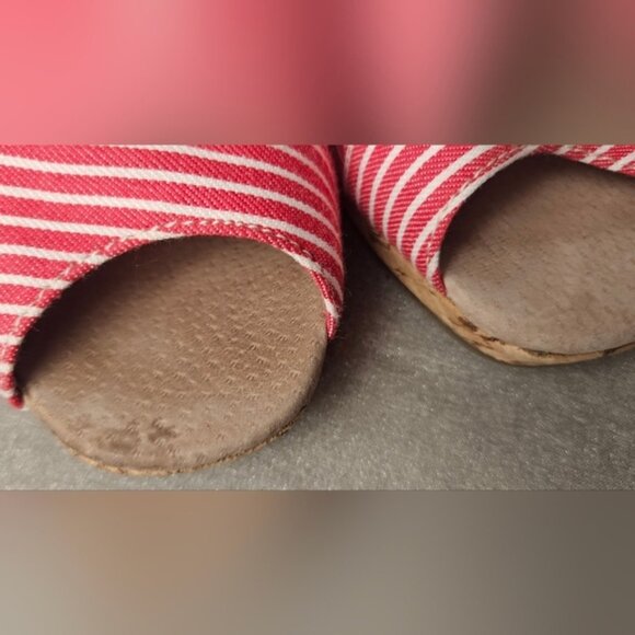 TOMS Red Striped Wedge Shoes - Picture 11 of 11